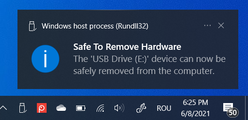 Agora é seguro remover o hardware