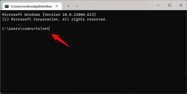 Start Telnet in Command Prompt