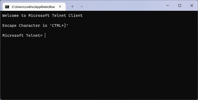 Telnet is running in CMD