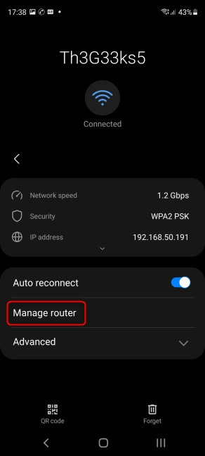 Tap on Manager router