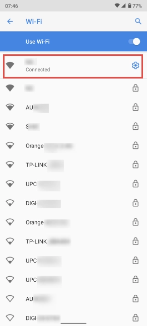 Tap the name of the Wi-Fi you are connected to
