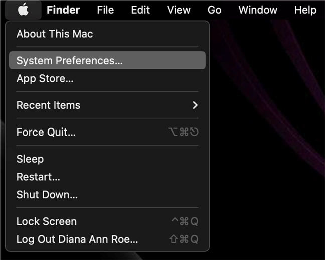 Click on System Preferences from the Apple menu