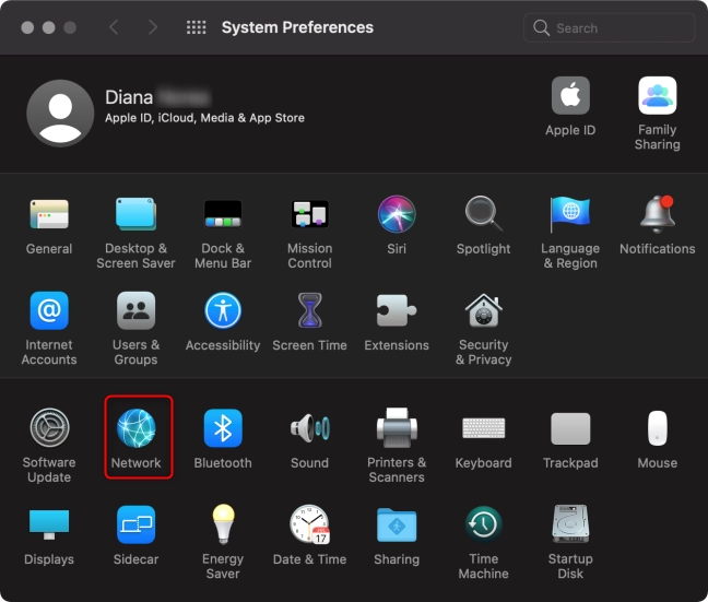 On your Mac's Settings, go to Network