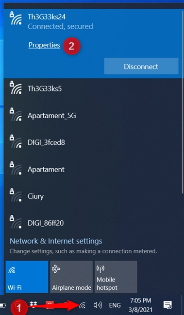 Access the properties of your Wi-Fi connection