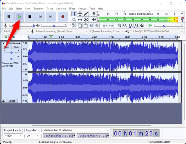 How to play a song backwards in Audacity