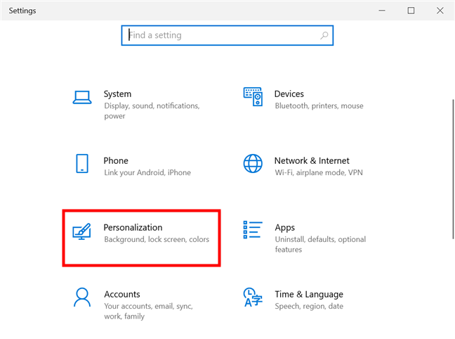 Access the Personalization settings