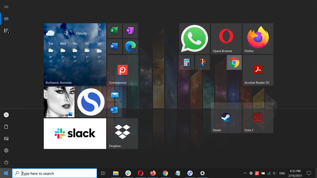 Use a full-screen Start Menu in Windows 10