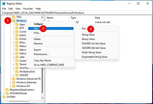 Creating a new key/folder in Windows Registry