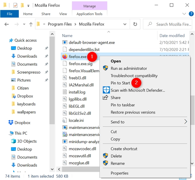 How to pin to Start Menu using an app's executable file