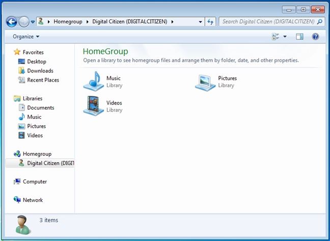 What a Windows 7 Homegroup looks like