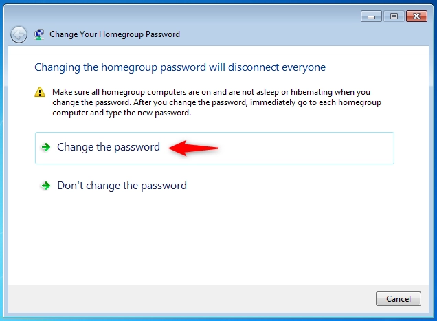The Change Your Homegroup Password wizard