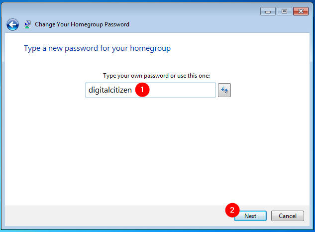 Type a new password for your homegroup