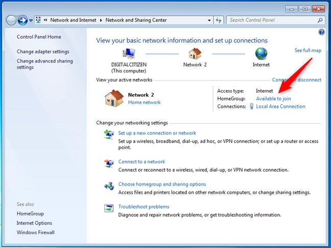 A Windows 7 Homegroup is available to join