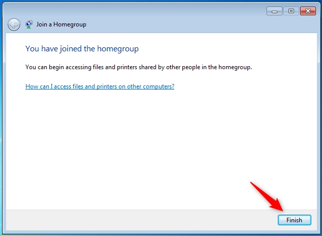 You have joined the homegroup