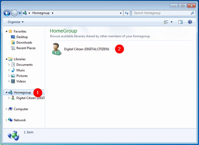 A Homegroup created on a home network