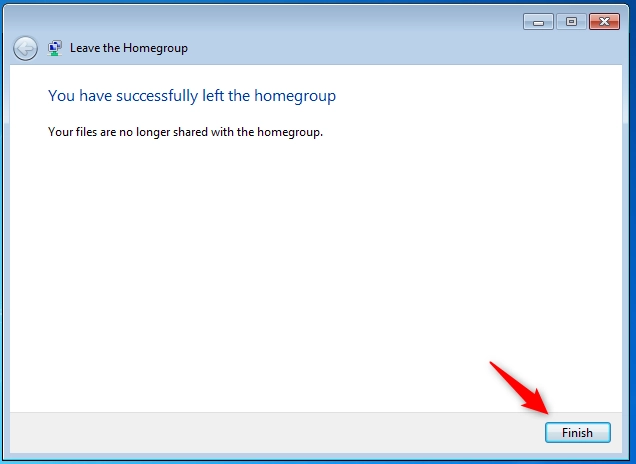 You have left the homegroup