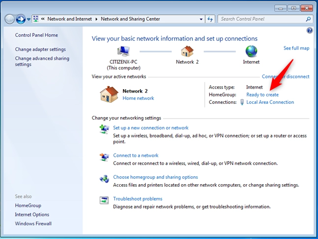 Windows 7 Homegroup: Ready to create