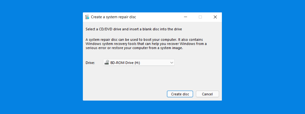 Array rulle komme ud for How to create a System Repair disc in Windows 10 and Windows 11