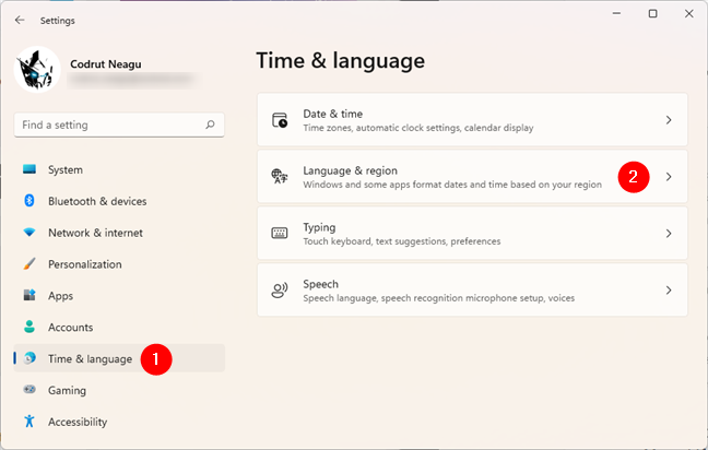Go to Language & region in Windows 11's Settings