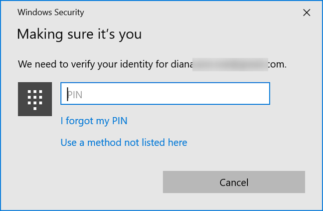 Use a PIN to verify your identity