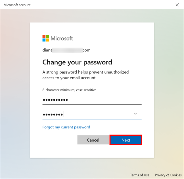 How to change your Microsoft account password from Windows 10