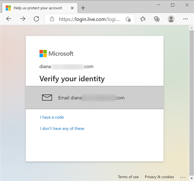 Verify your identity with an email