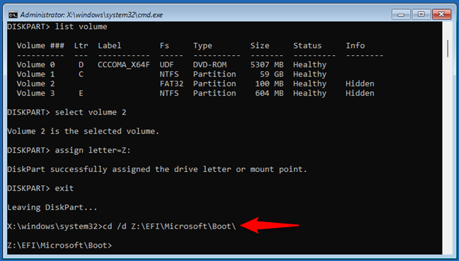 Navigate to the EFI system partition