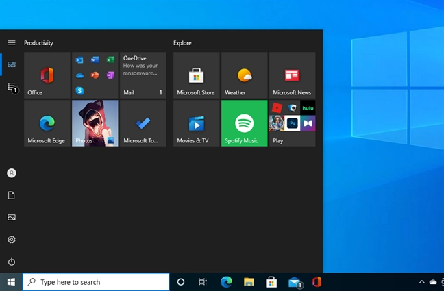 A simpler Start Menu but with two columns of apps in Windows 10