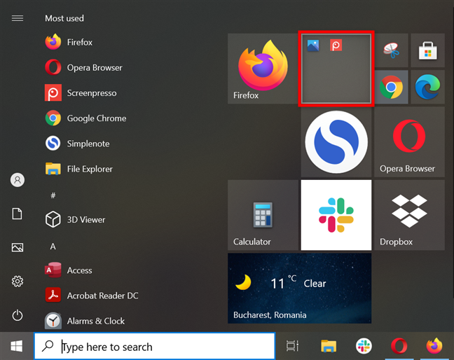 A closed live folder takes less space in the Start Menu