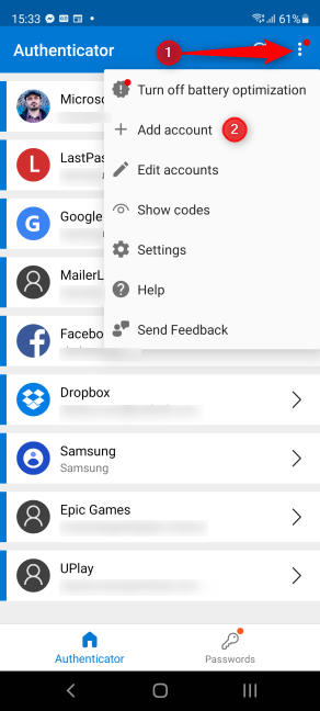 How to set up Microsoft Authenticator to use another account