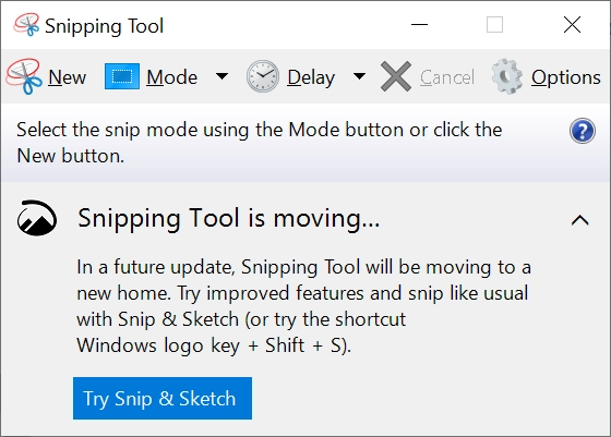 The Windows 10 Snipping Tool