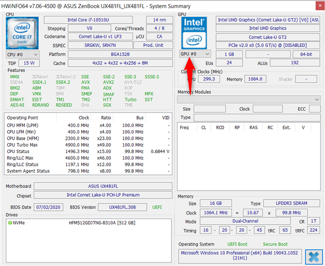 See information about the GPU in HWiNFO