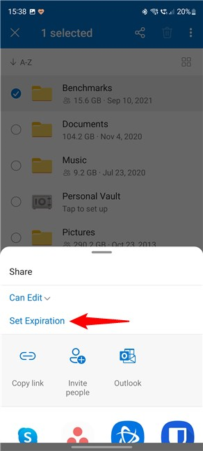 Tap Set Expiration