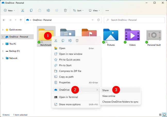 Share an item from OneDrive for Windows 11