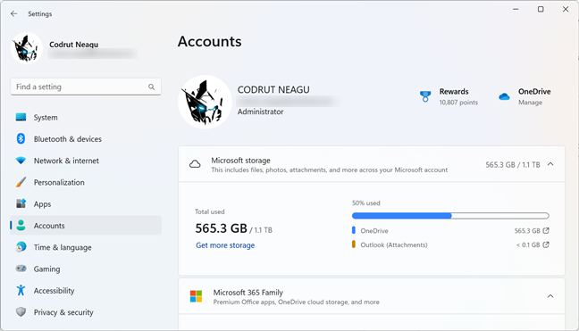 A user account in Windows 11