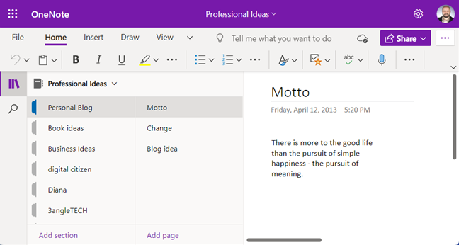 You can use OneNote in a web browser, too
