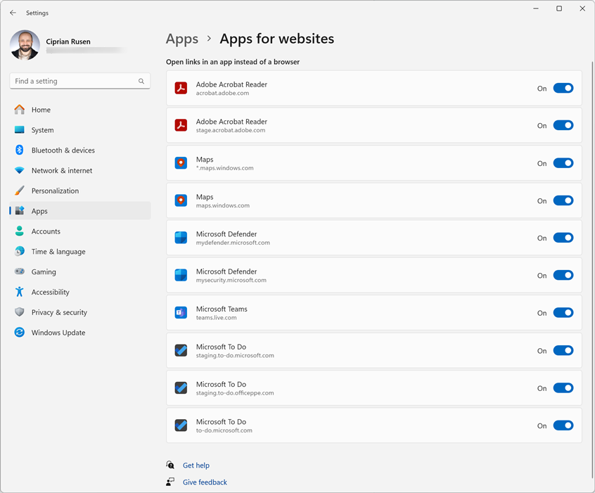 The apps associated with websites