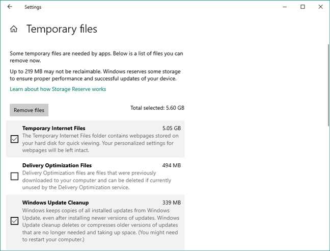 Types of Temporary Files that can be cleaned up