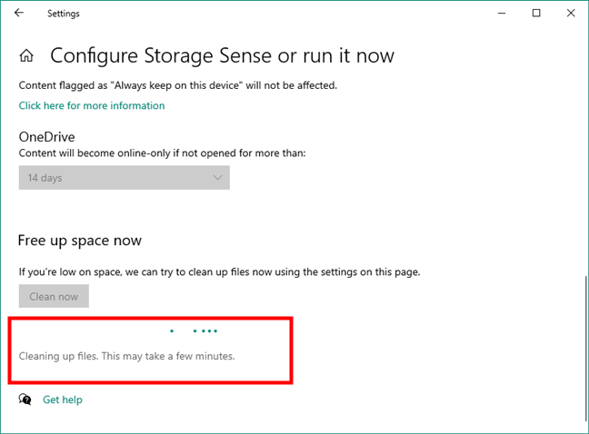 Windows 10 is cleaning up files