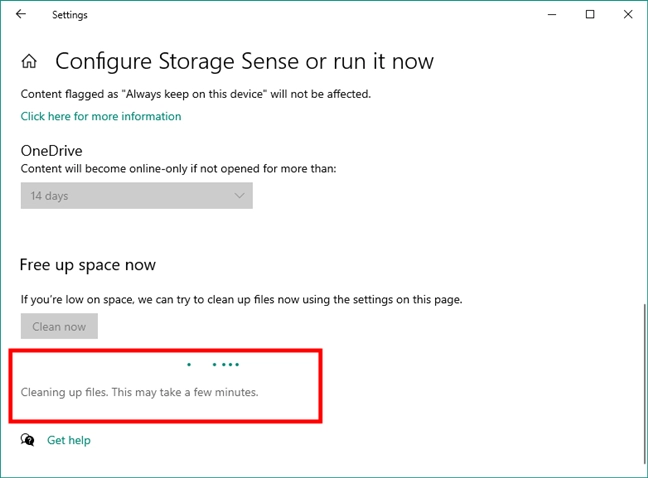 Windows 10 is cleaning up files