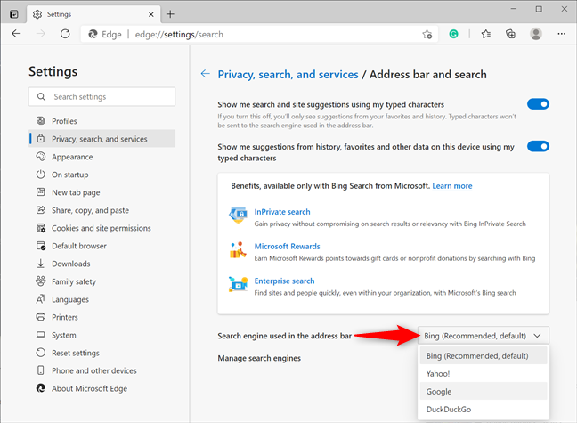 Make Google the default search engine in Microsoft Edge