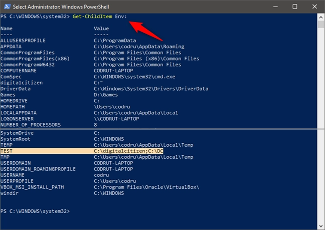 How to see all the environment variables in PowerShell