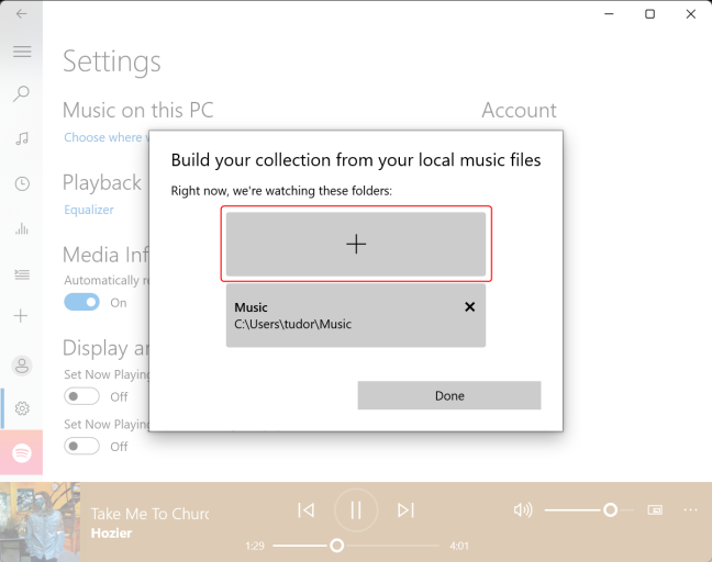 Add a new media folder to Groove Music 