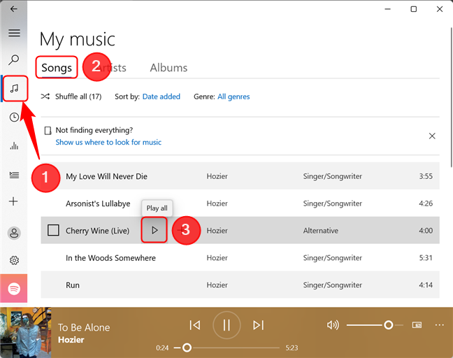 Play songs in Groove Music