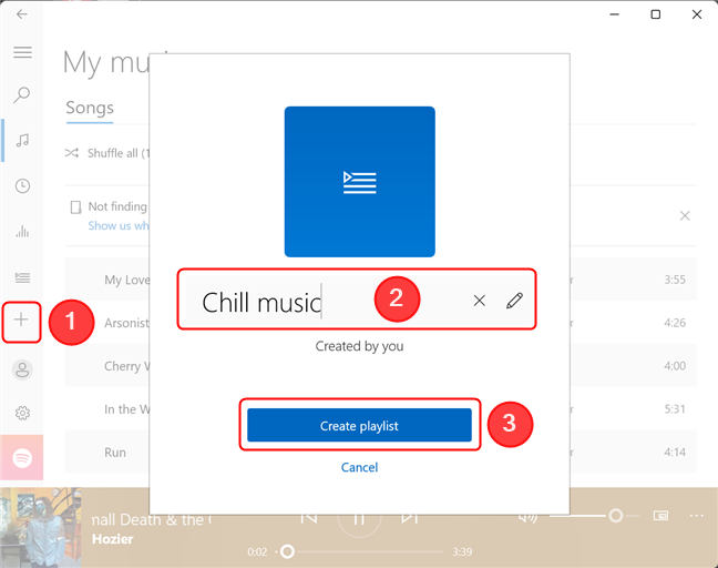 Create a new playlist in Groove Music