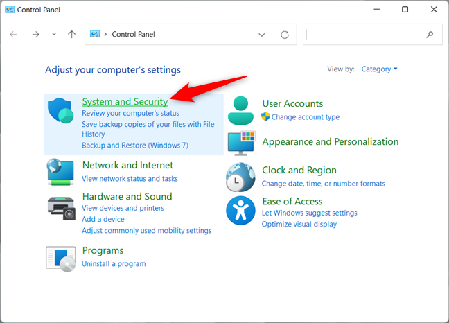 Access System and Security from the Control Panel in Windows 10 and Windows 11