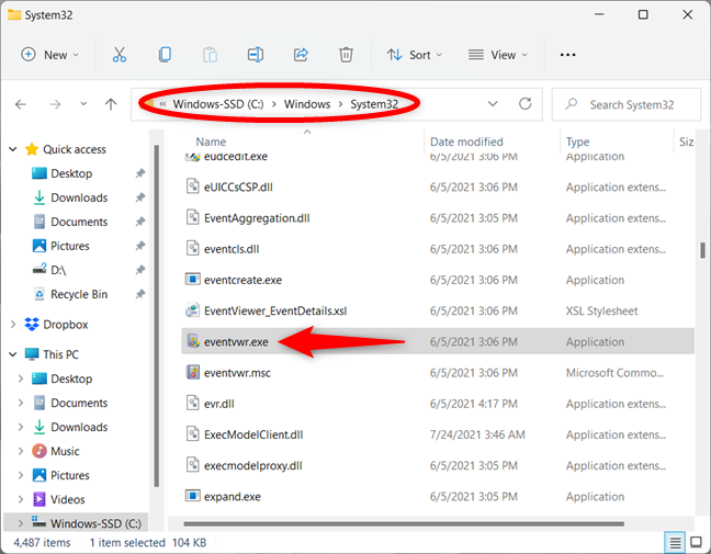 Use the eventvwr.exe file to start the Event Viewer in Windows 10 and Windows 11
