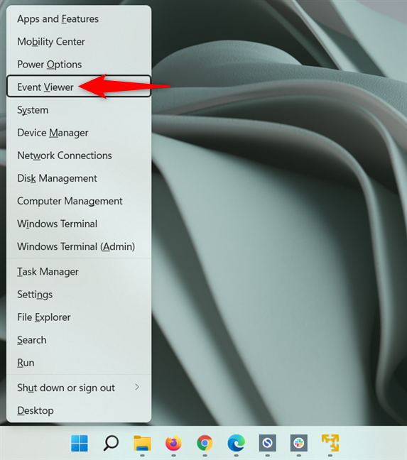 Use the Event Viewer shortcut from the WinX menu