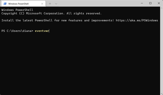 Open the Event Viewer from CMD, Windows Terminal, or PowerShell