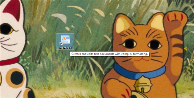 WordPad shortcut on the Windows 10 desktop